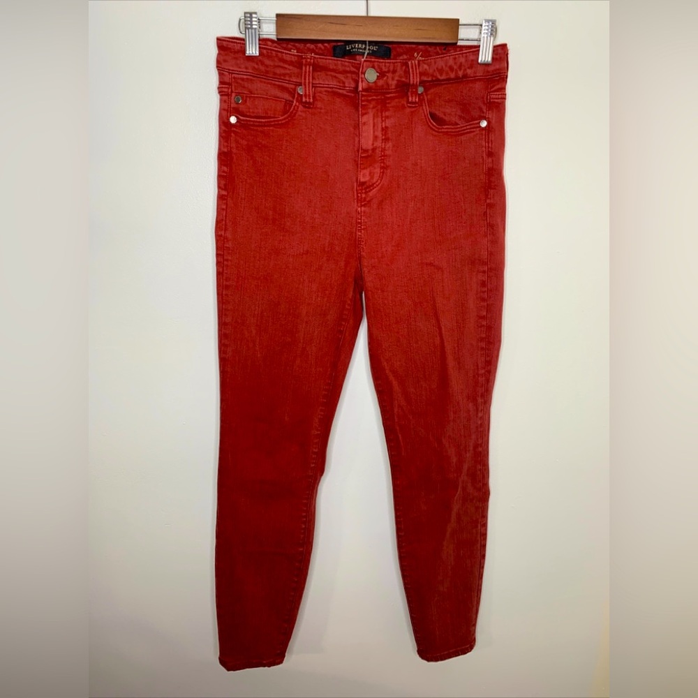 Liverpool Los Angeles High Rise Ankle Size 6 Color Cherry Wood Fall Trend Color